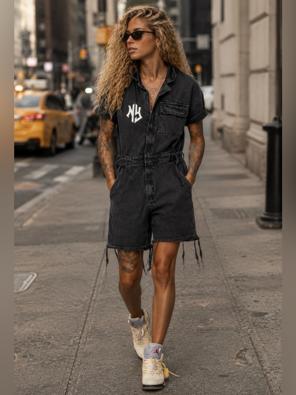 NWT Spirit Jersey Unisex New York Canvas Cut Off Boiler Jumpsuit